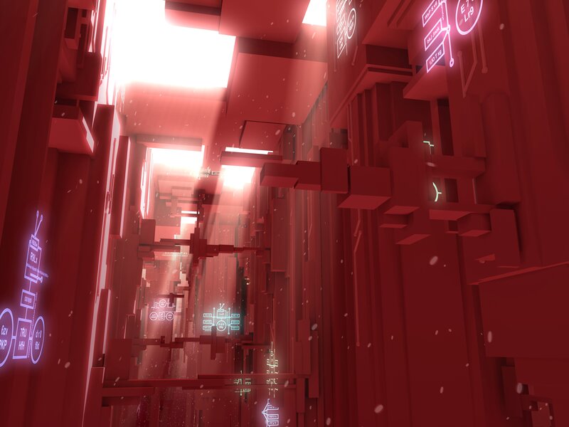 red digital corridor