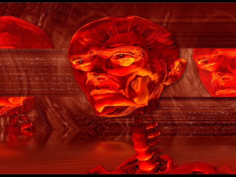 Red digital face art