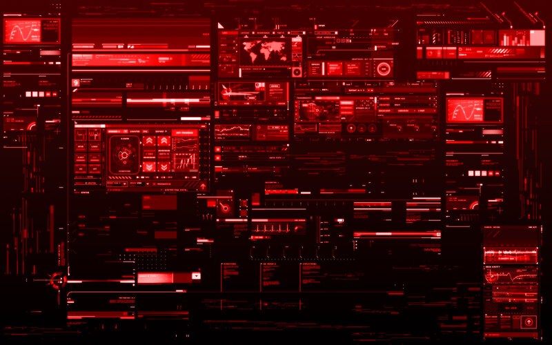 red digital interface dashboard