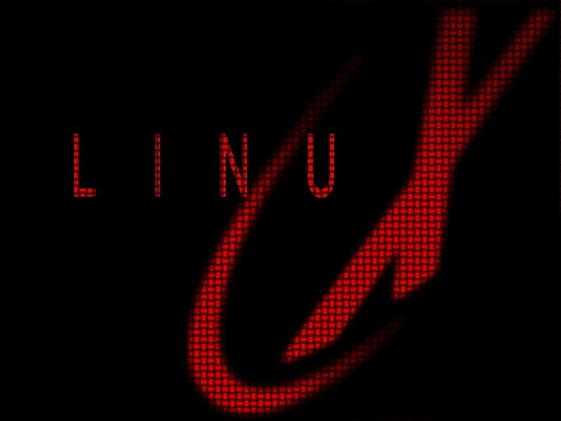 red digital logo on black