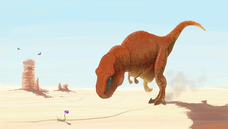 Red Dinosaur in Desert