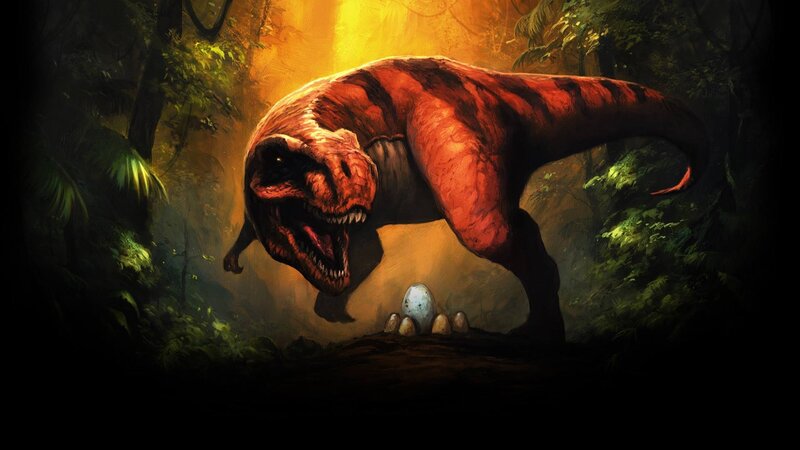 Red Dinosaur with Eggs