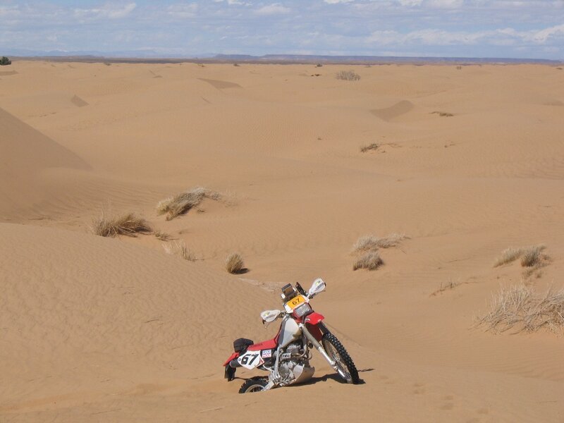 Red Dirt Bike in Desert — Brown