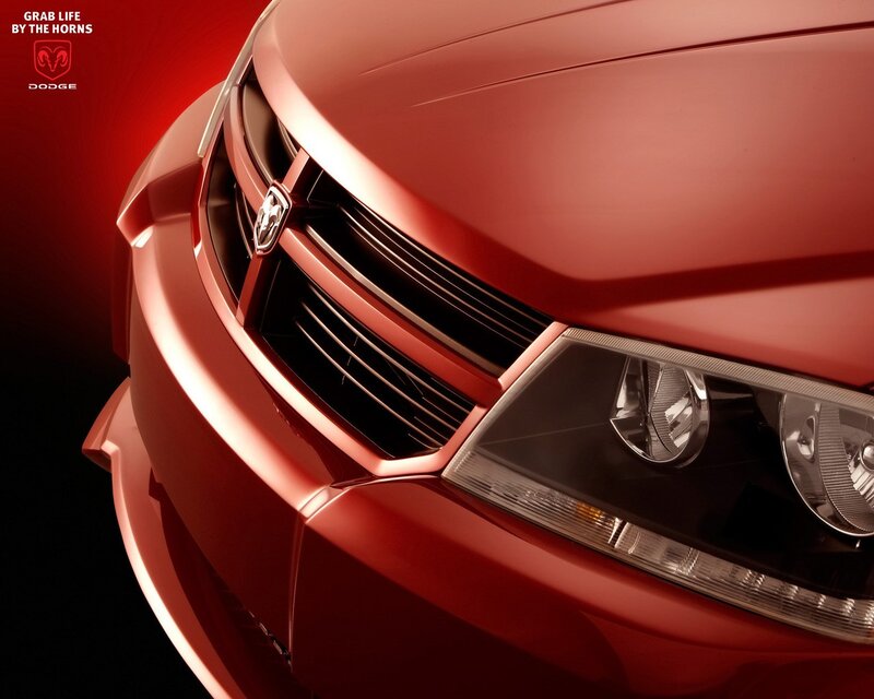 Red Dodge Car Front — Dramatic