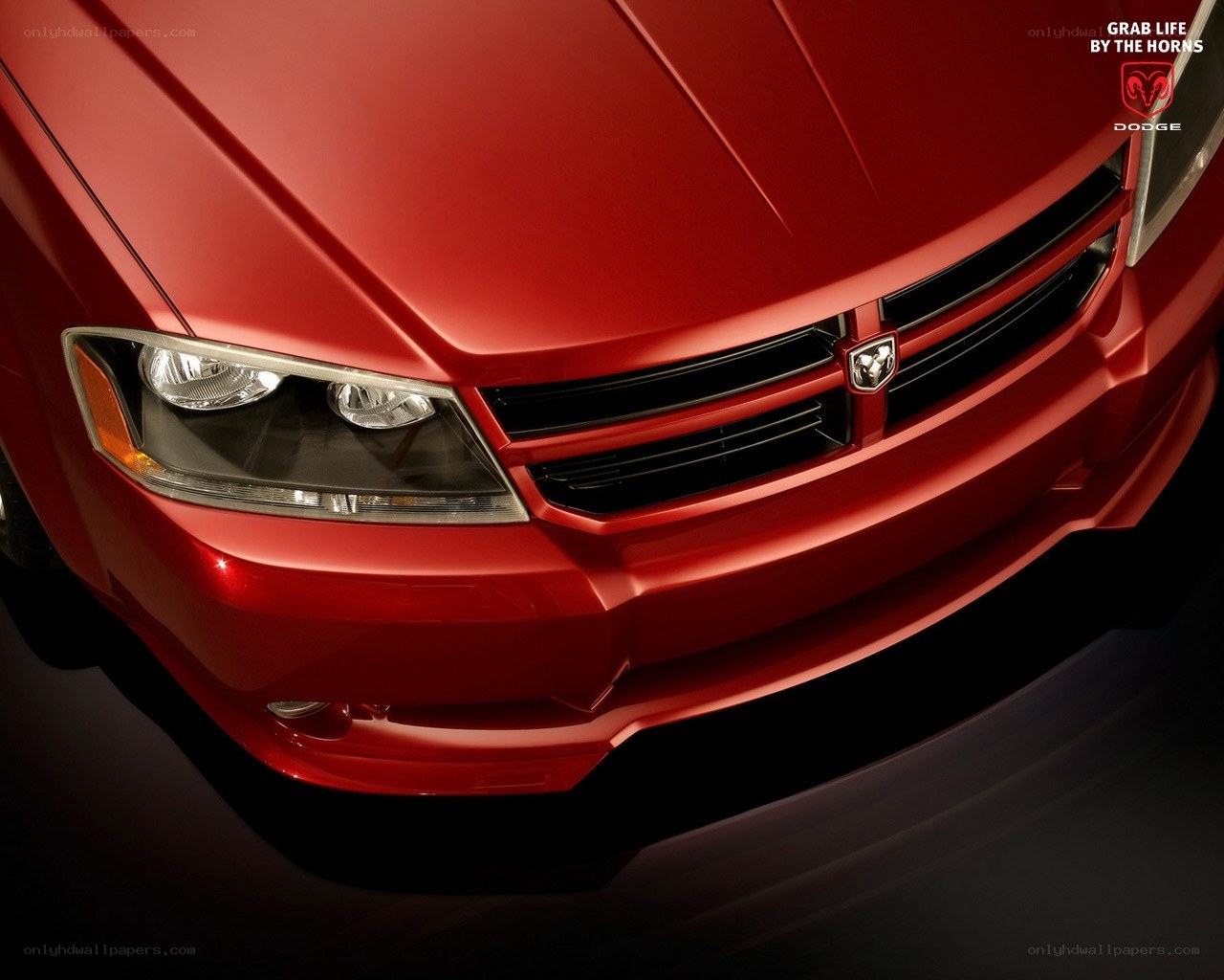 Red Dodge Car Front View
