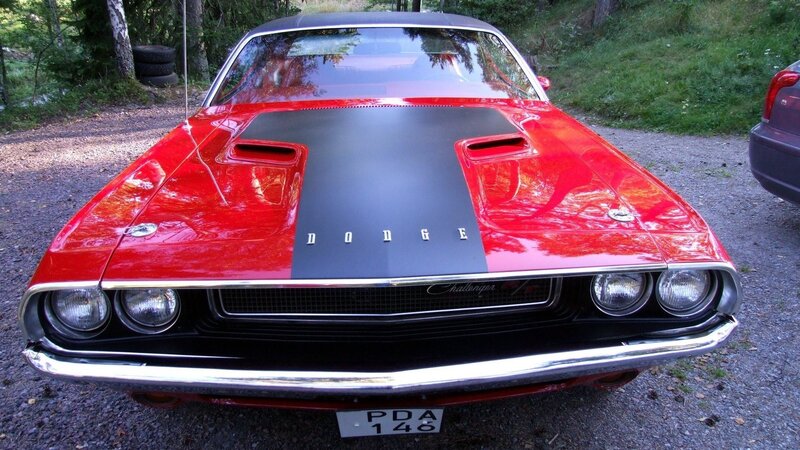 Red Dodge Challenger — Calm, Afternoon, Photograph, Car