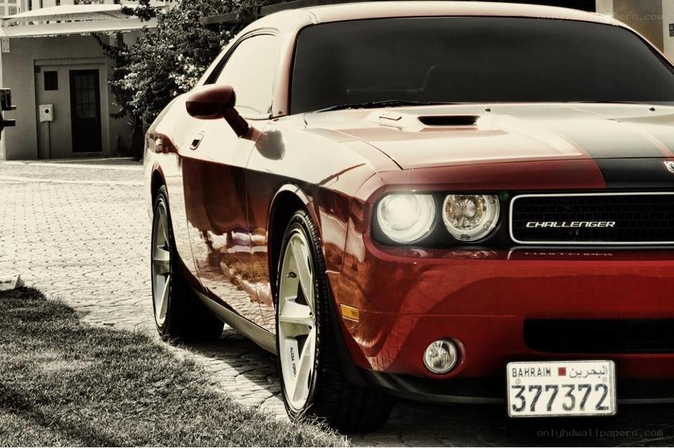 Red Dodge Challenger car