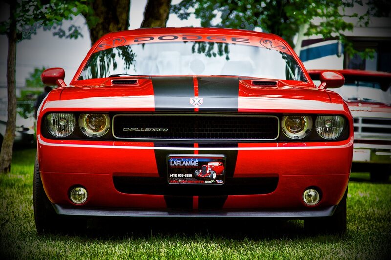 Red Dodge Challenger car