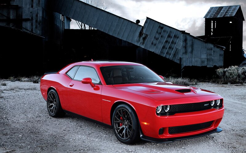 Red Dodge Challenger — Dramatic, Afternoon, Photograph, Car