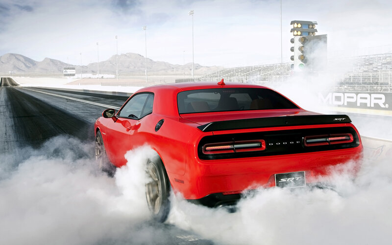 Red Dodge Challenger — Dramatic, Afternoon, Photograph, Race Track