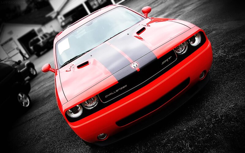 Red Dodge Challenger — Dramatic, Photograph, Car, Garage