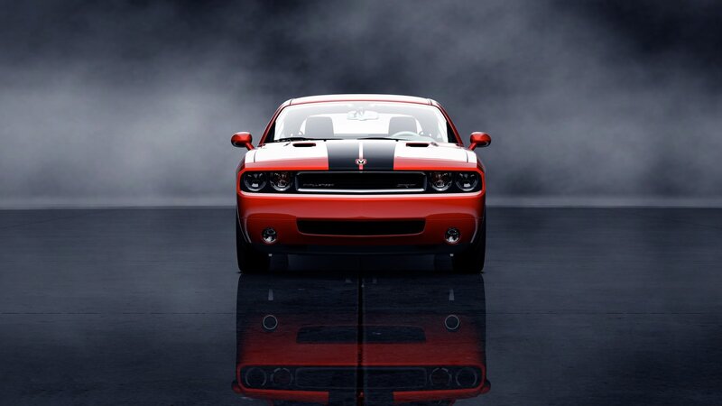 Red Dodge Challenger — Dramatic, Photograph, Car, Smoke