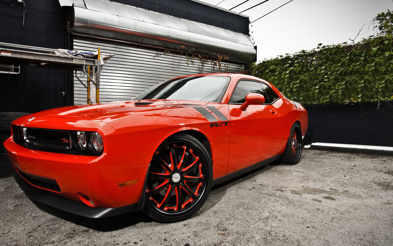 Red Dodge Challenger — Dramatic, Photograph, Car