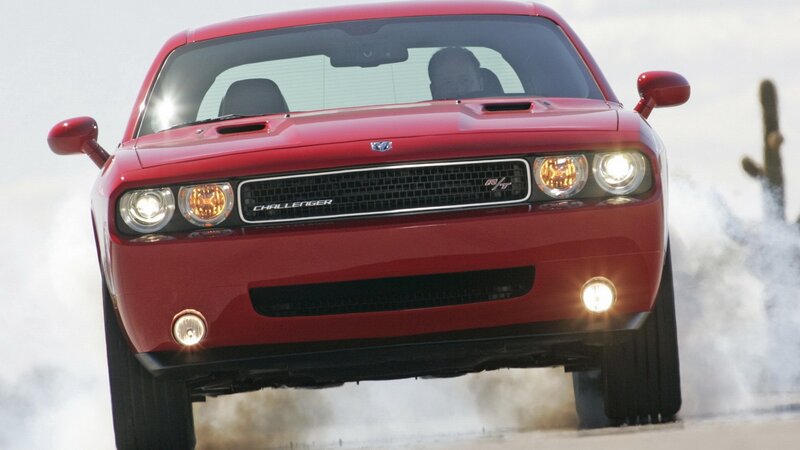 Red Dodge Challenger — Dramatic, Photograph, Driver