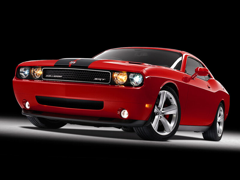 Red Dodge Challenger — Dramatic, Photograph
