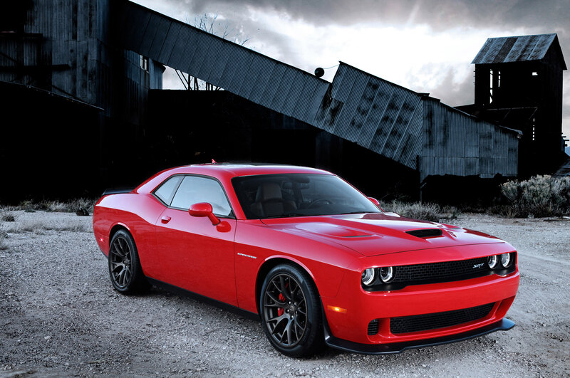 Red Dodge Challenger — Dramatic, Sunset, Photograph, Car, Abandoned Building