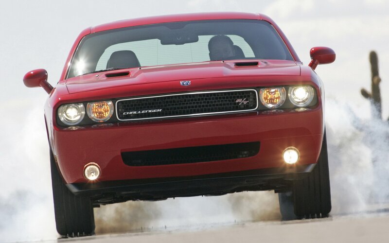 Red Dodge Challenger — Dynamic, Afternoon, Photograph, Car, Driver