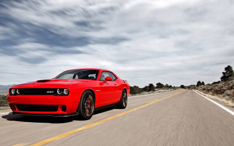 Red Dodge Challenger — Dynamic, Afternoon, Photograph, Car