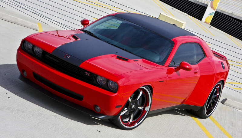 Red Dodge Challenger — Dynamic, Afternoon