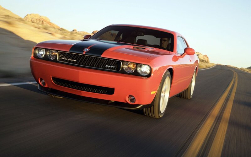 Red Dodge Challenger — Dynamic, Sunset