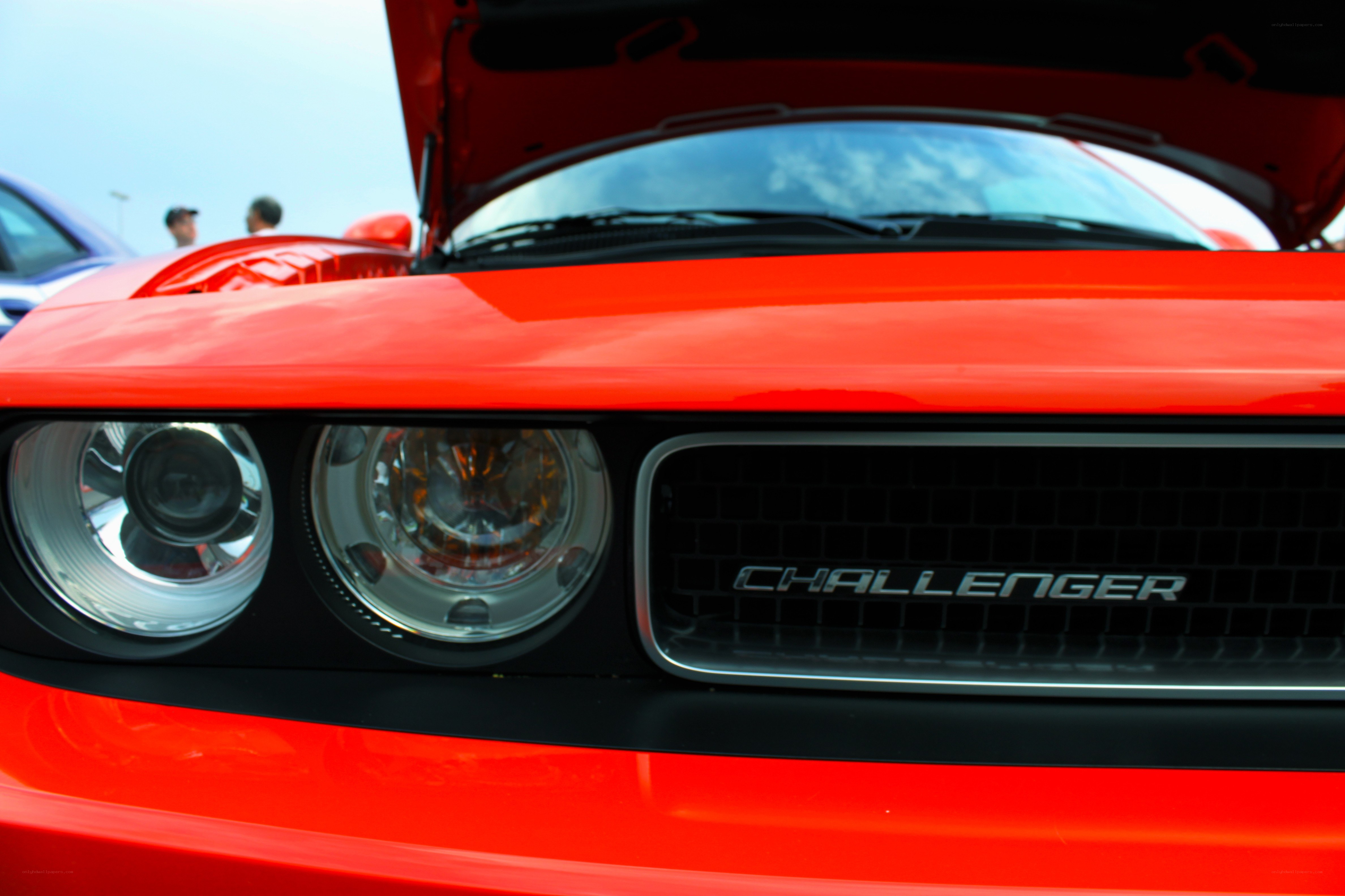 Red Dodge Challenger front view