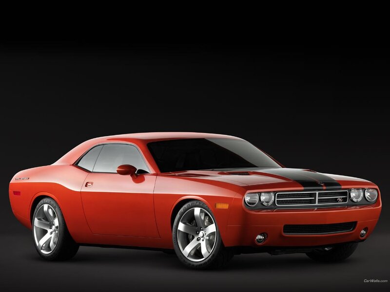Red Dodge Challenger muscle car