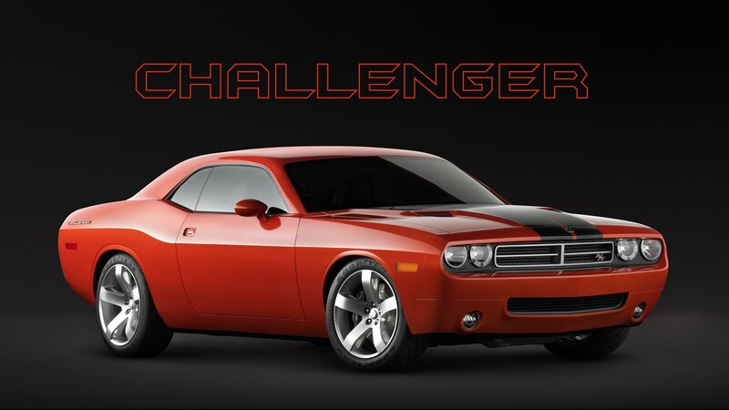 Red Dodge Challenger muscle car