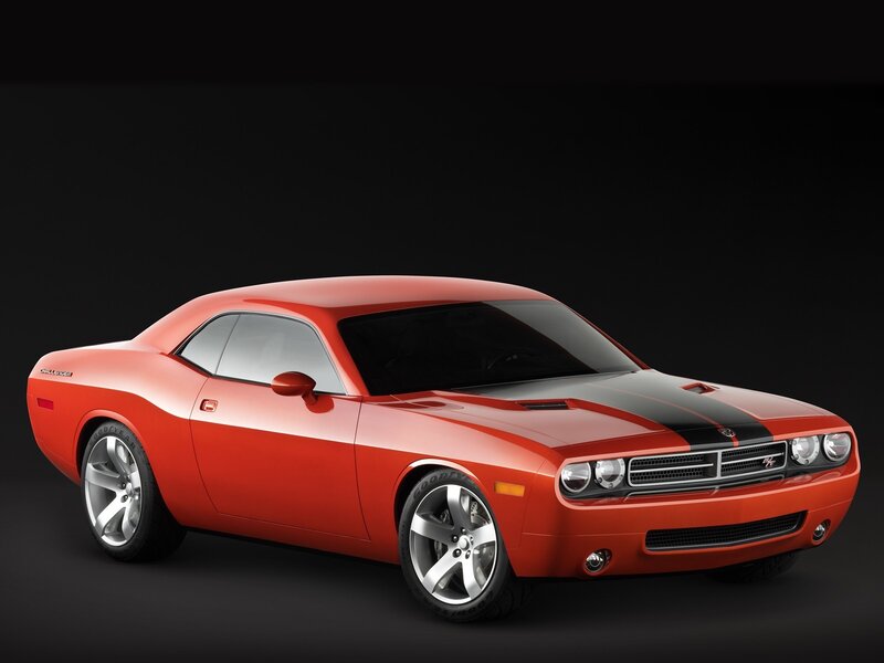 Red Dodge Challenger muscle car