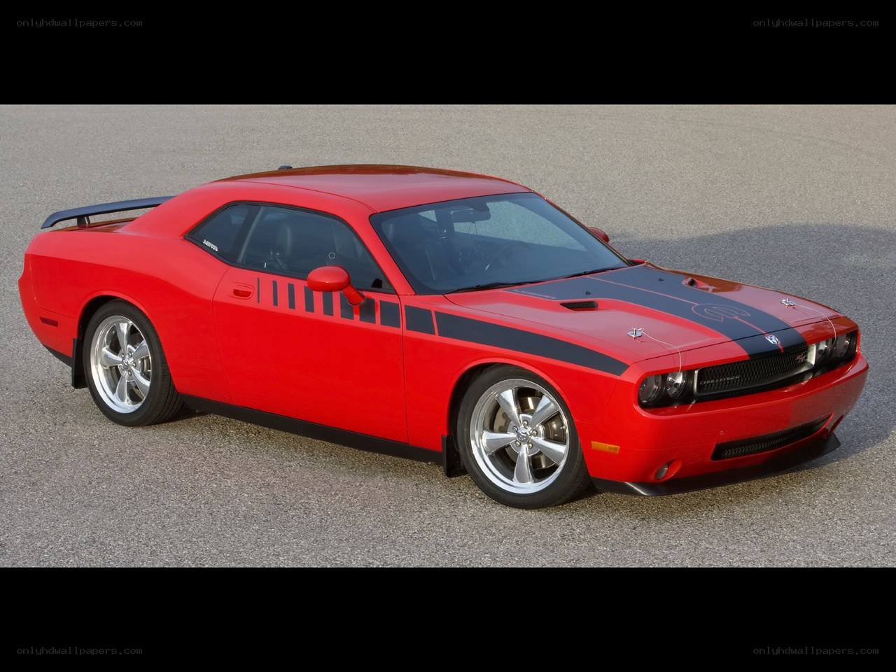 Red Dodge Challenger muscle car
