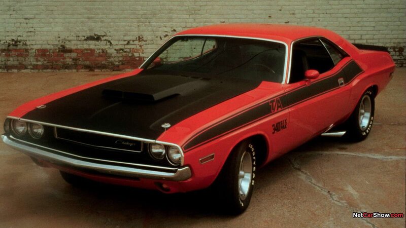 Red Dodge Challenger muscle car