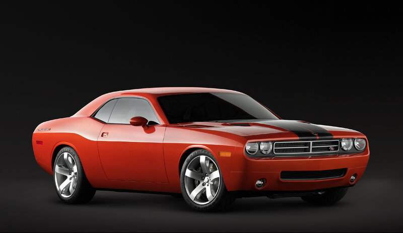 Red Dodge Challenger muscle car