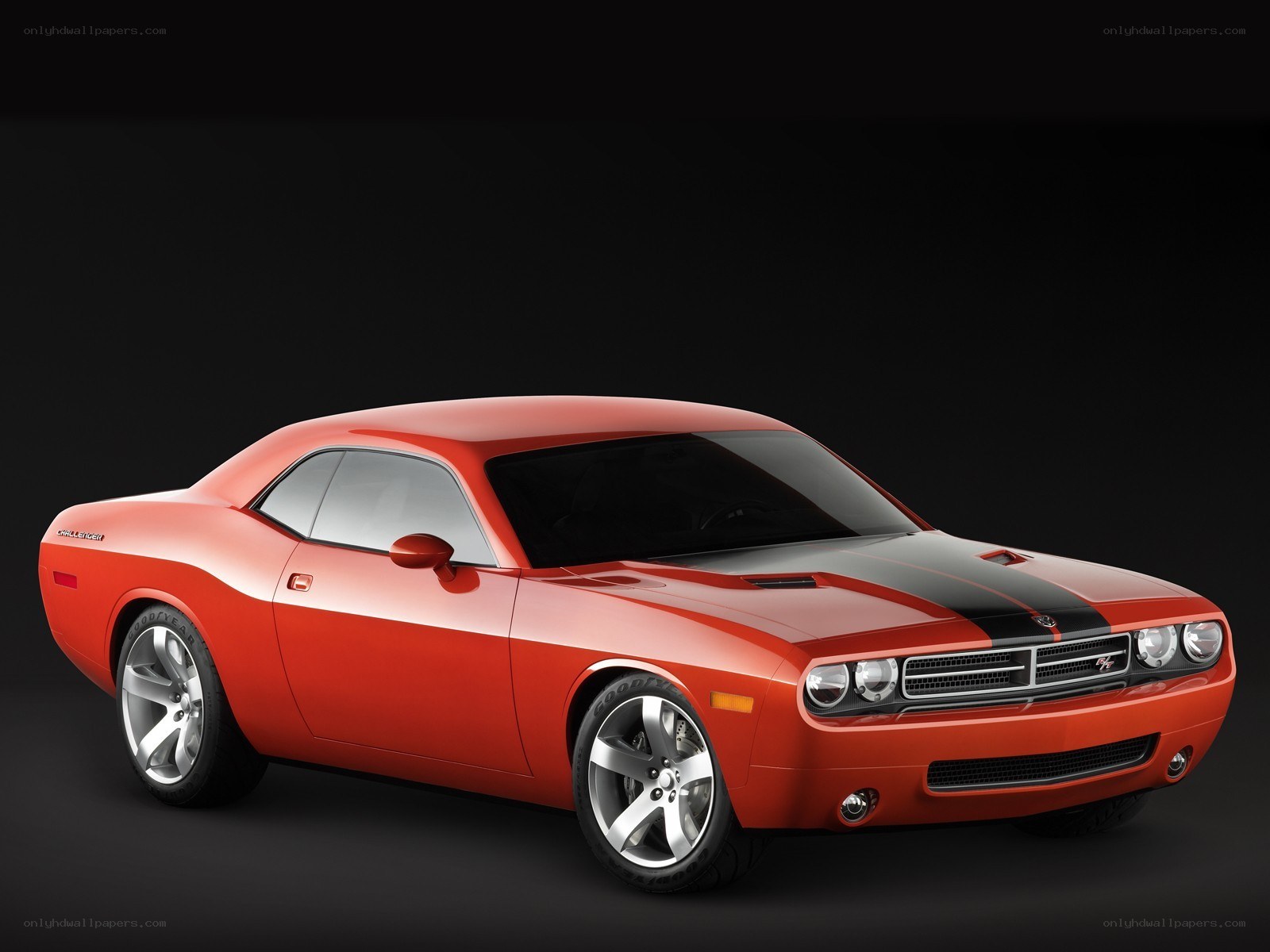 Red Dodge Challenger muscle car