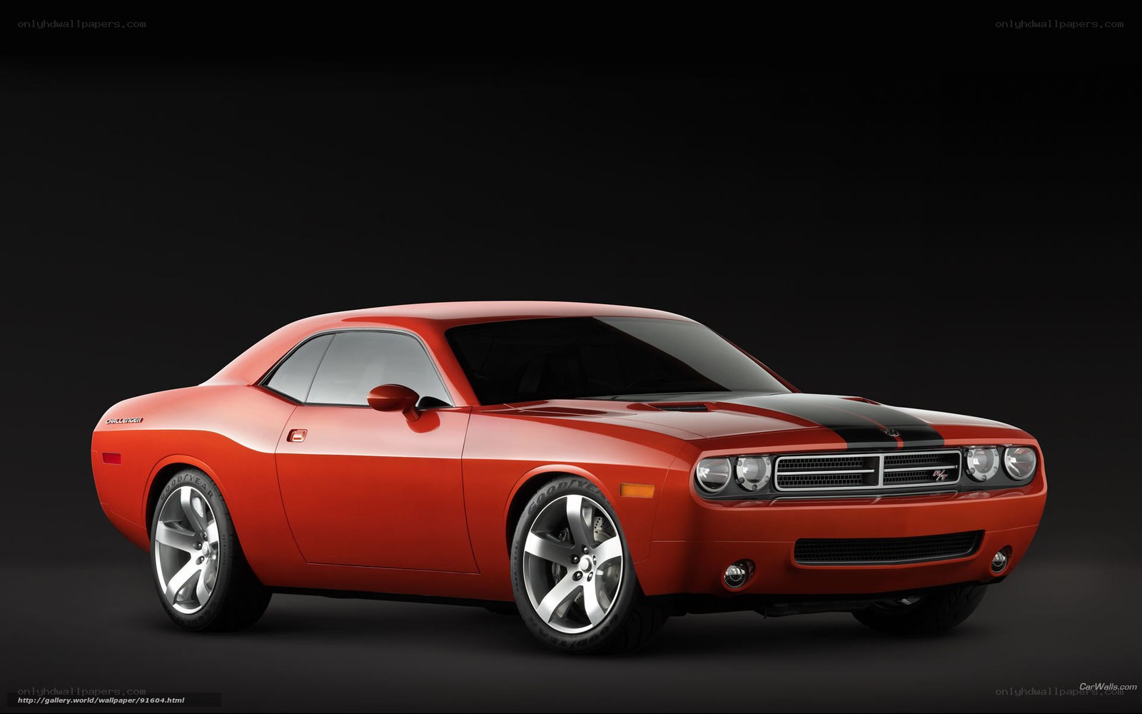 Red Dodge Challenger muscle car