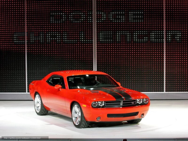 Red Dodge Challenger on display