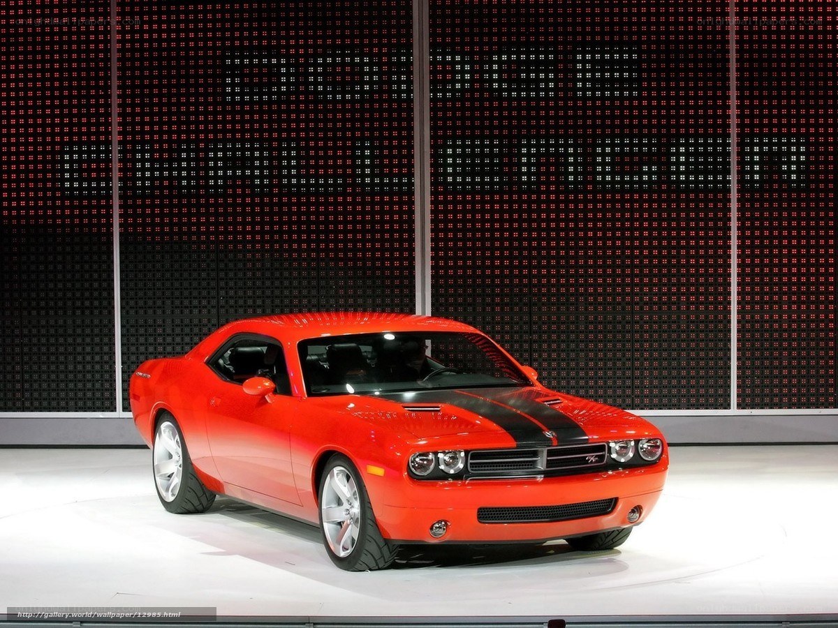 Red Dodge Challenger on display