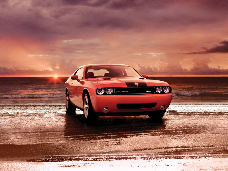 Red Dodge Challenger — Orange, Dramatic