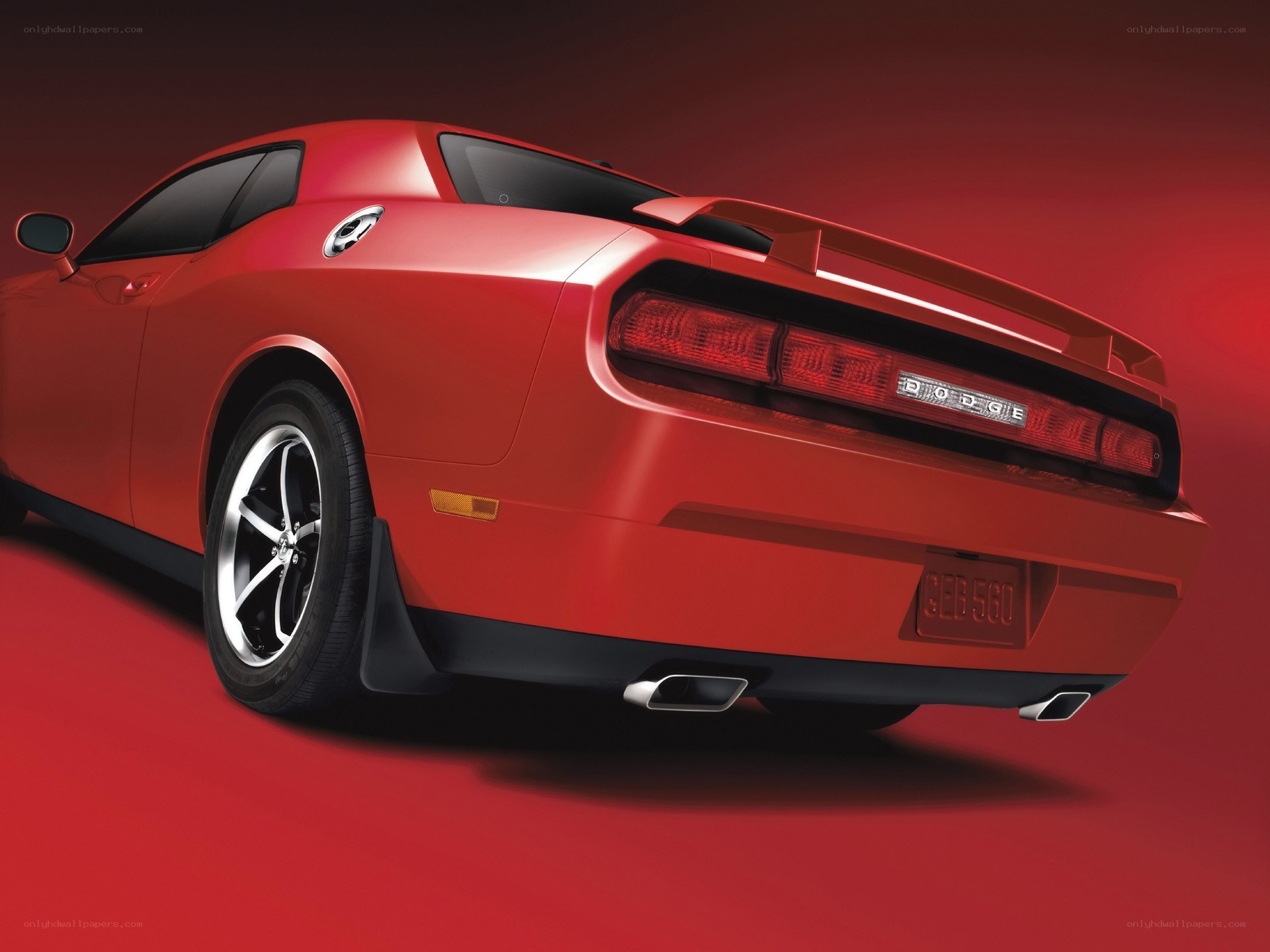 red dodge challenger rear view