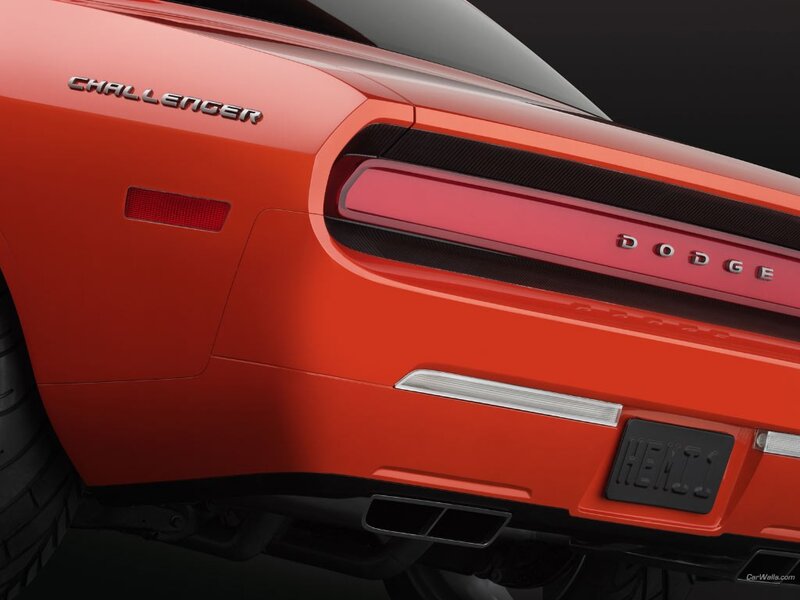 Red Dodge Challenger rear view