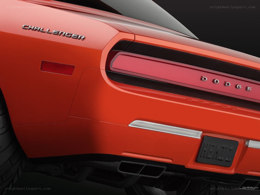 Red Dodge Challenger rear view