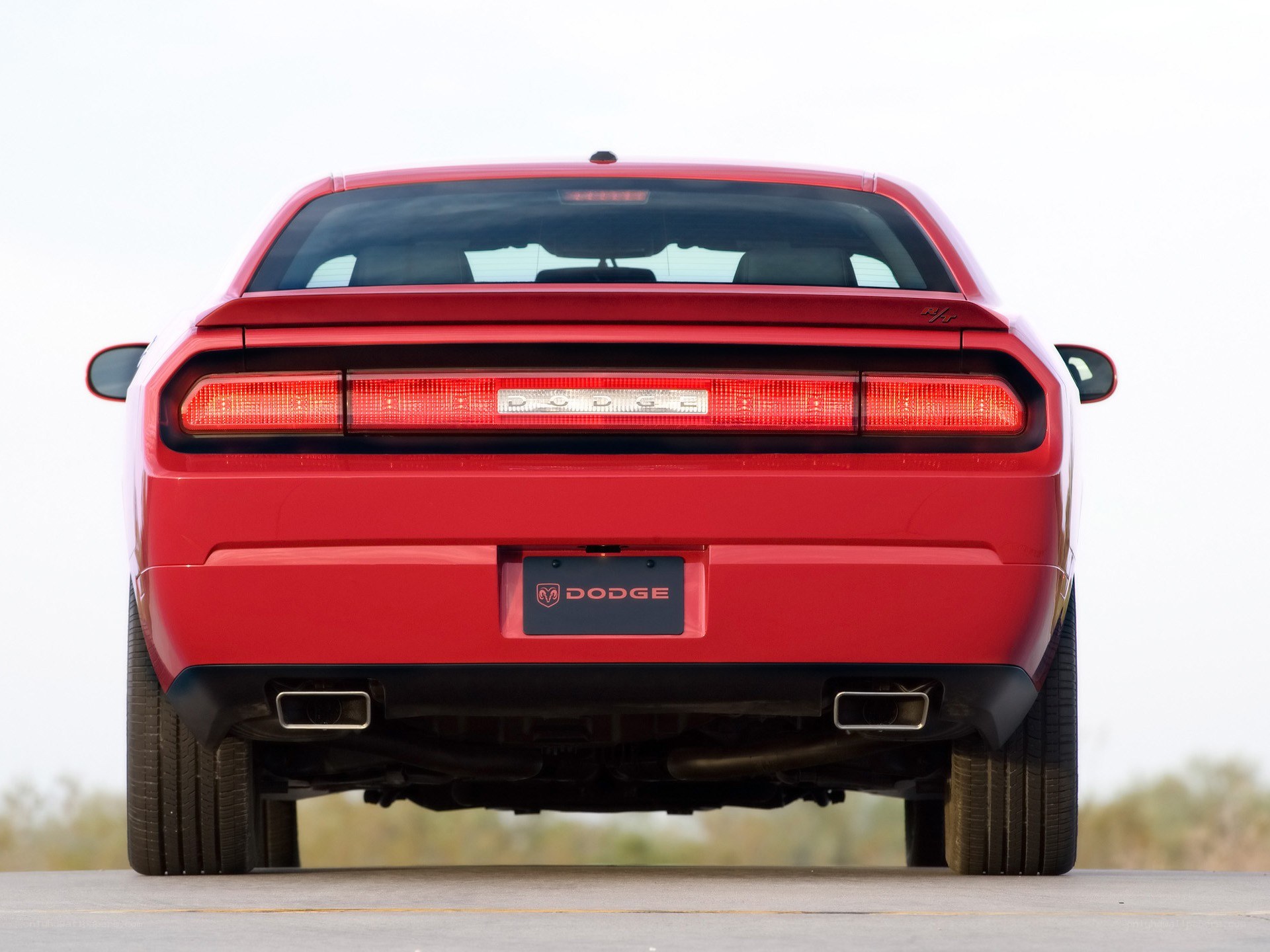 Red Dodge Challenger rear view