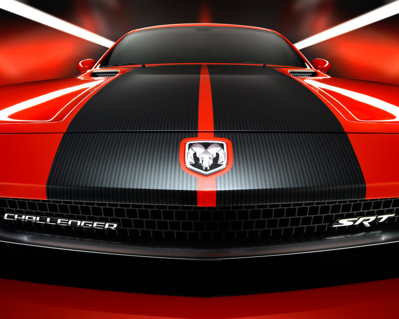 Red Dodge Challenger Srt — Dramatic, Photograph