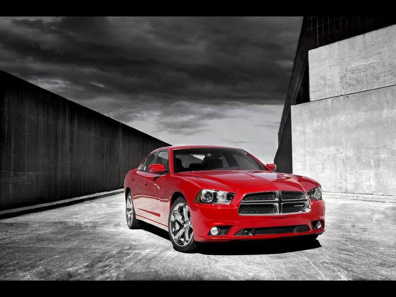 Red Dodge Charger — Dramatic, Daytime