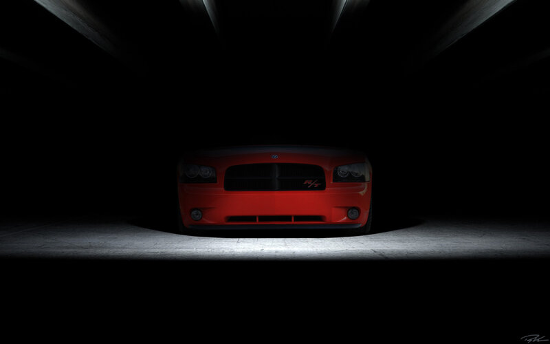 Red Dodge Charger — Dramatic, Night