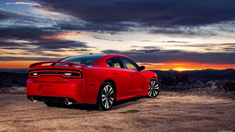 Red Dodge Charger — Dramatic, Sunset, Photograph, Car