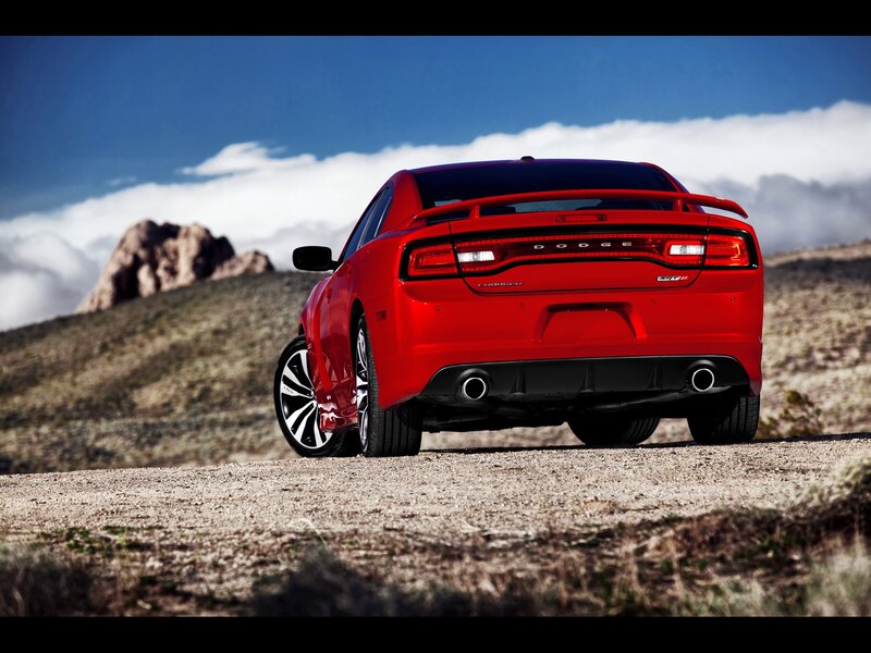 Red Dodge Charger in desert
