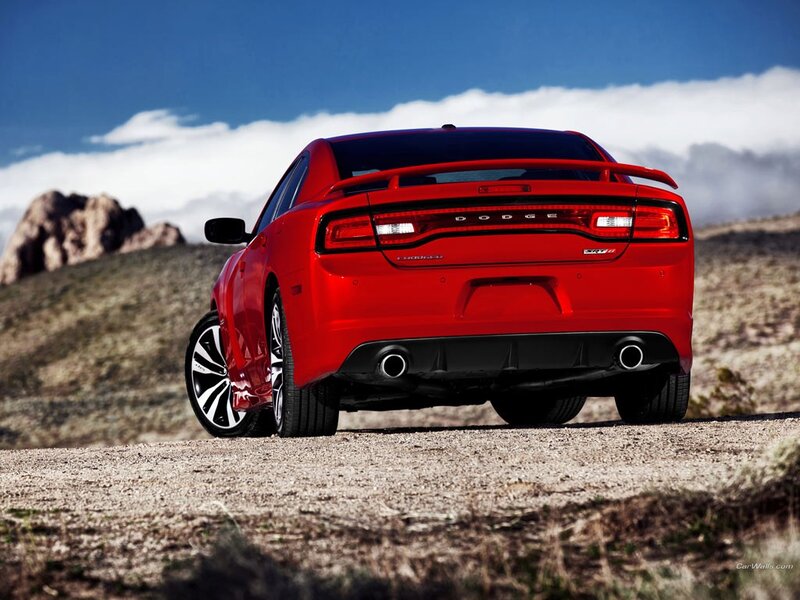 Red Dodge Charger in desert
