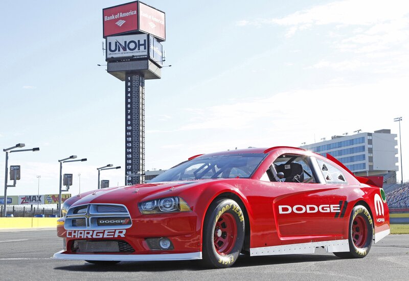 Red Dodge Charger Race Car — Neutral, Afternoon, Photograph