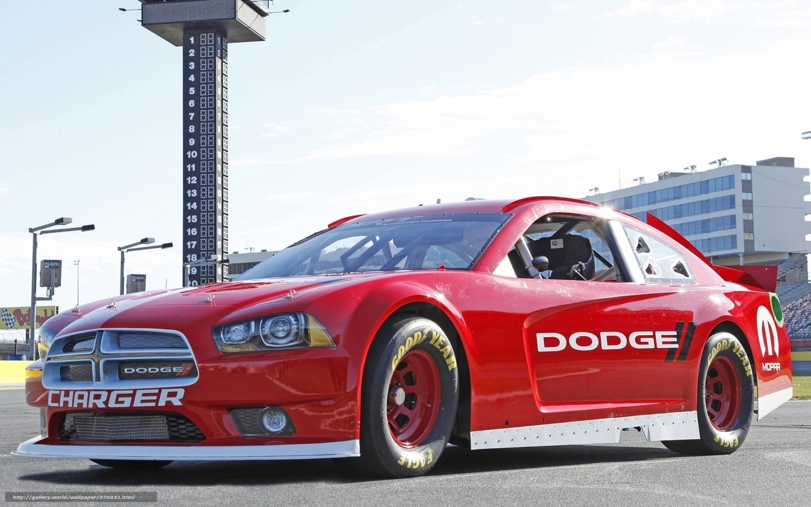 Red Dodge Charger race car