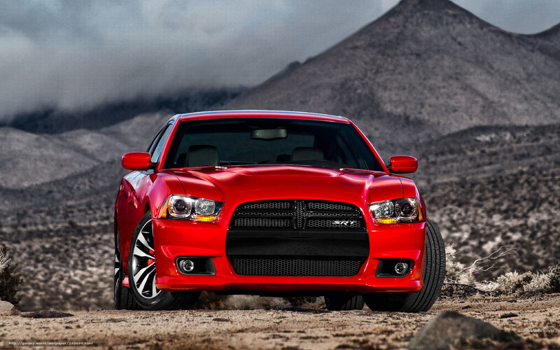 Red Dodge Charger Srt — Dramatic, Photograph, Mountains