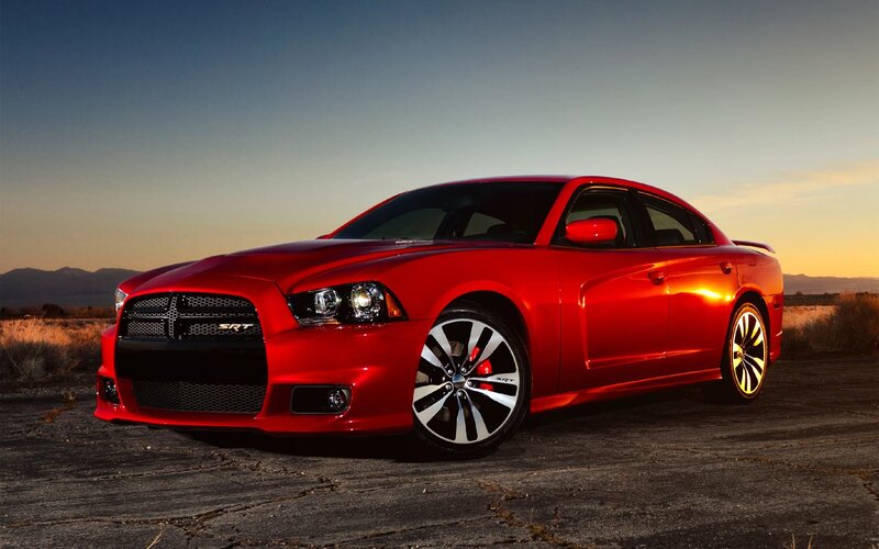 Red Dodge Charger Srt — Dramatic, Sunset, Photograph